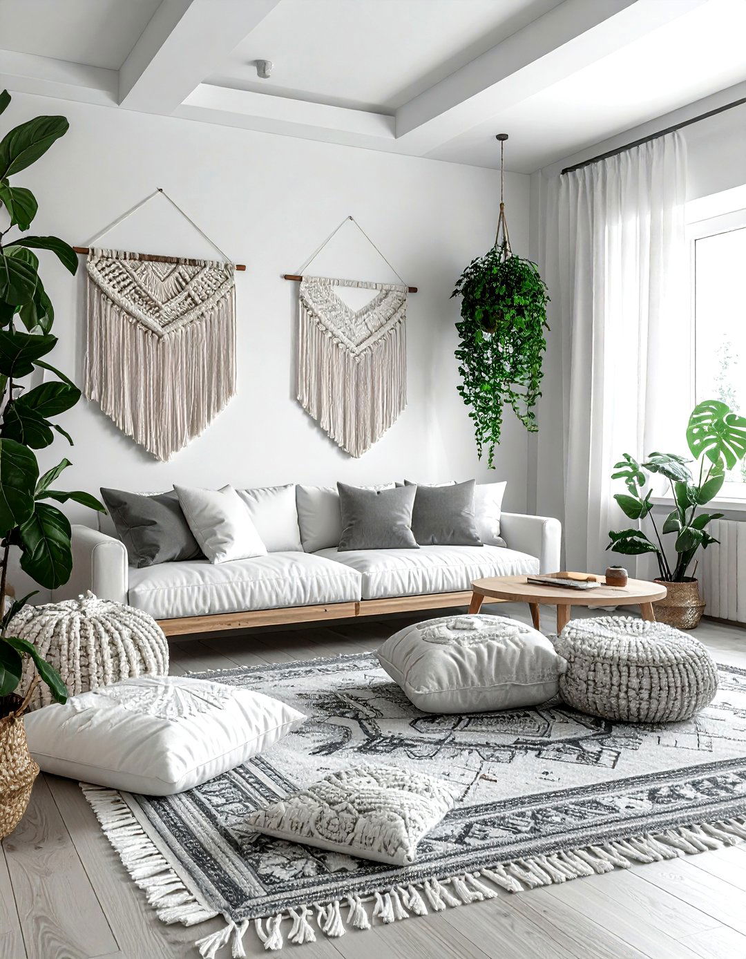 Bohemian Gray And White - 30 gray and white living room ideas