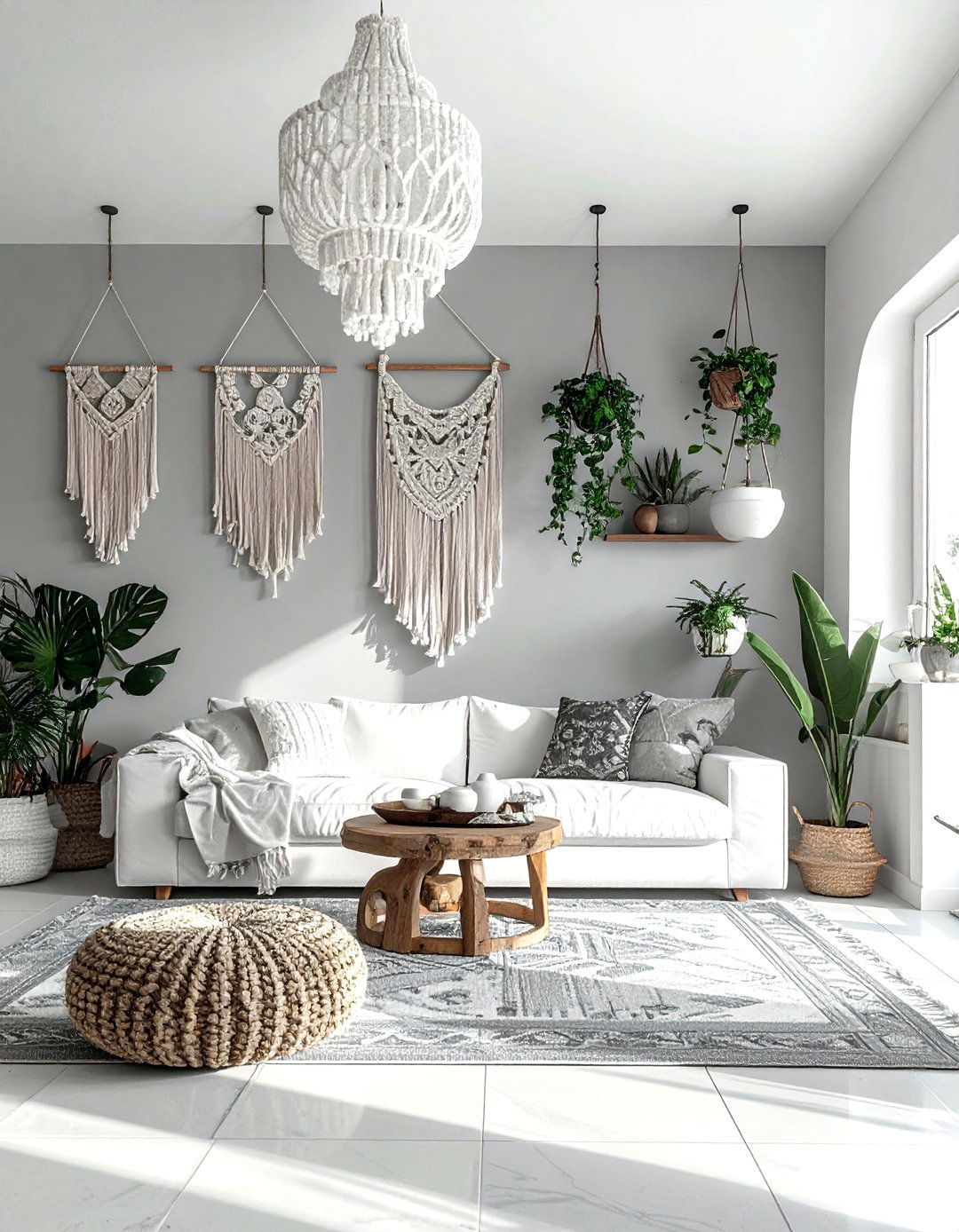 Bohemian Grey And White Living Room - 30 grey and white living room ideas