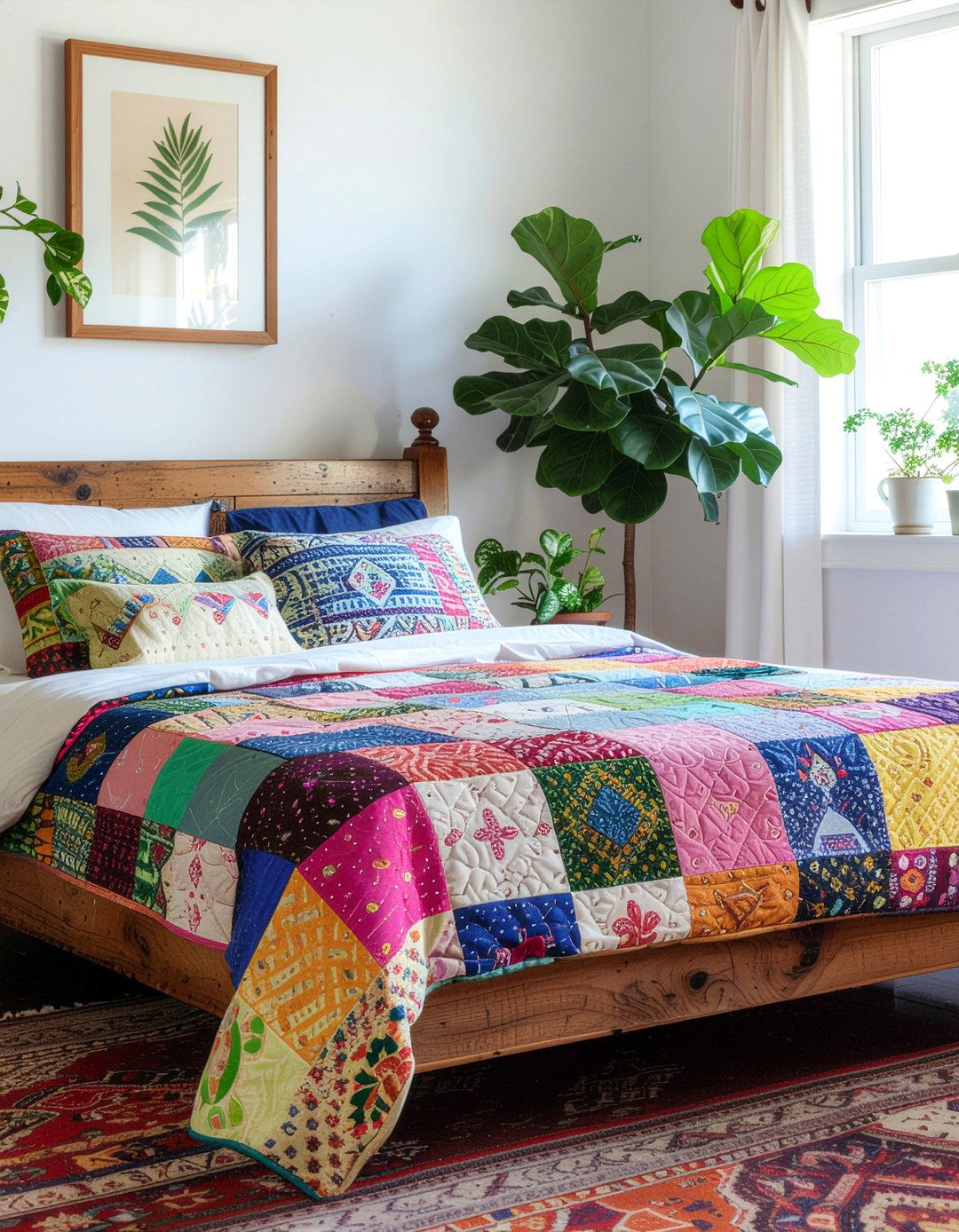 Bohemian Kantha Quilt - 30 quilted bedroom ideas
