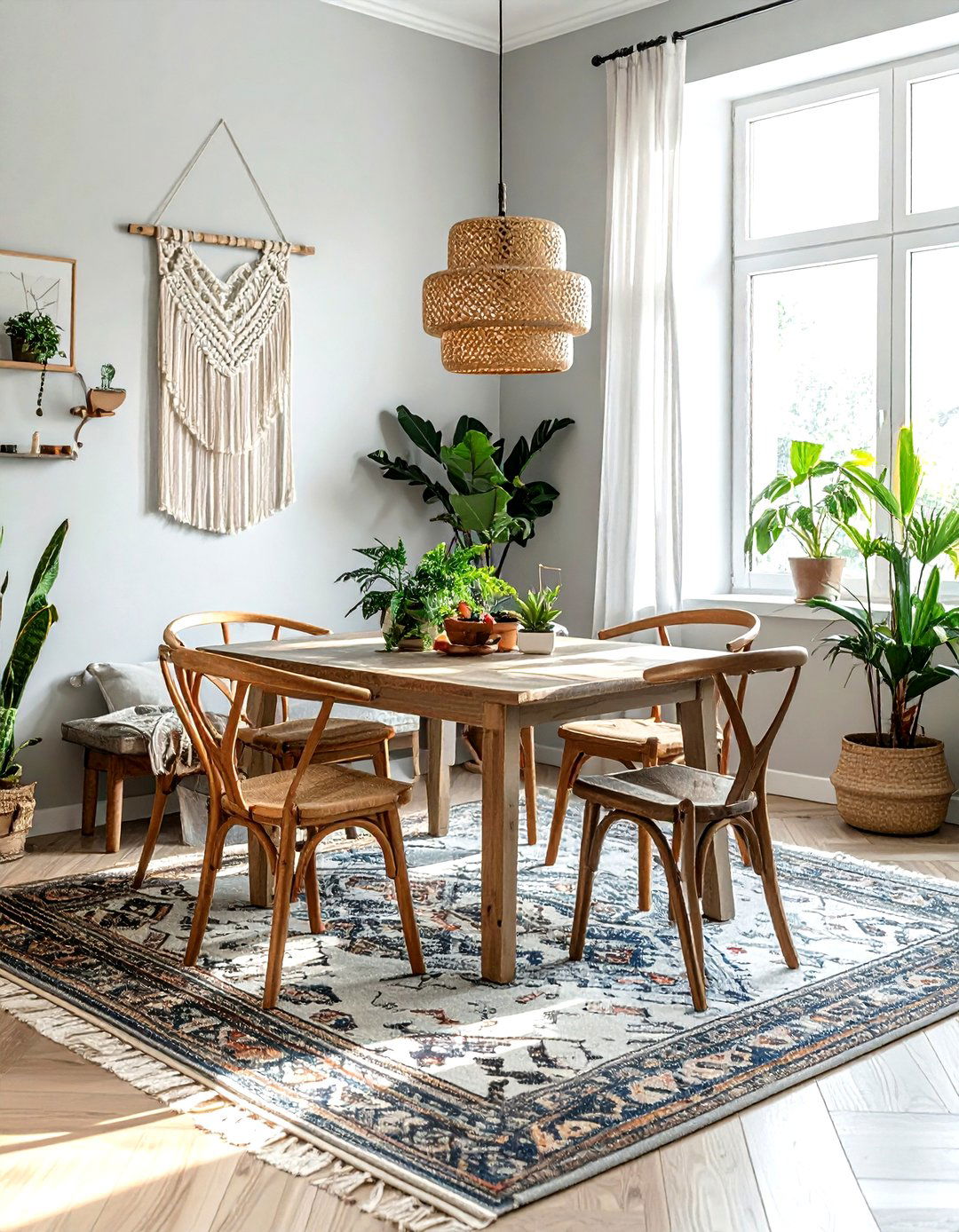 Bohemian Light Gray Dining Room - 30 light gray dining room ideas