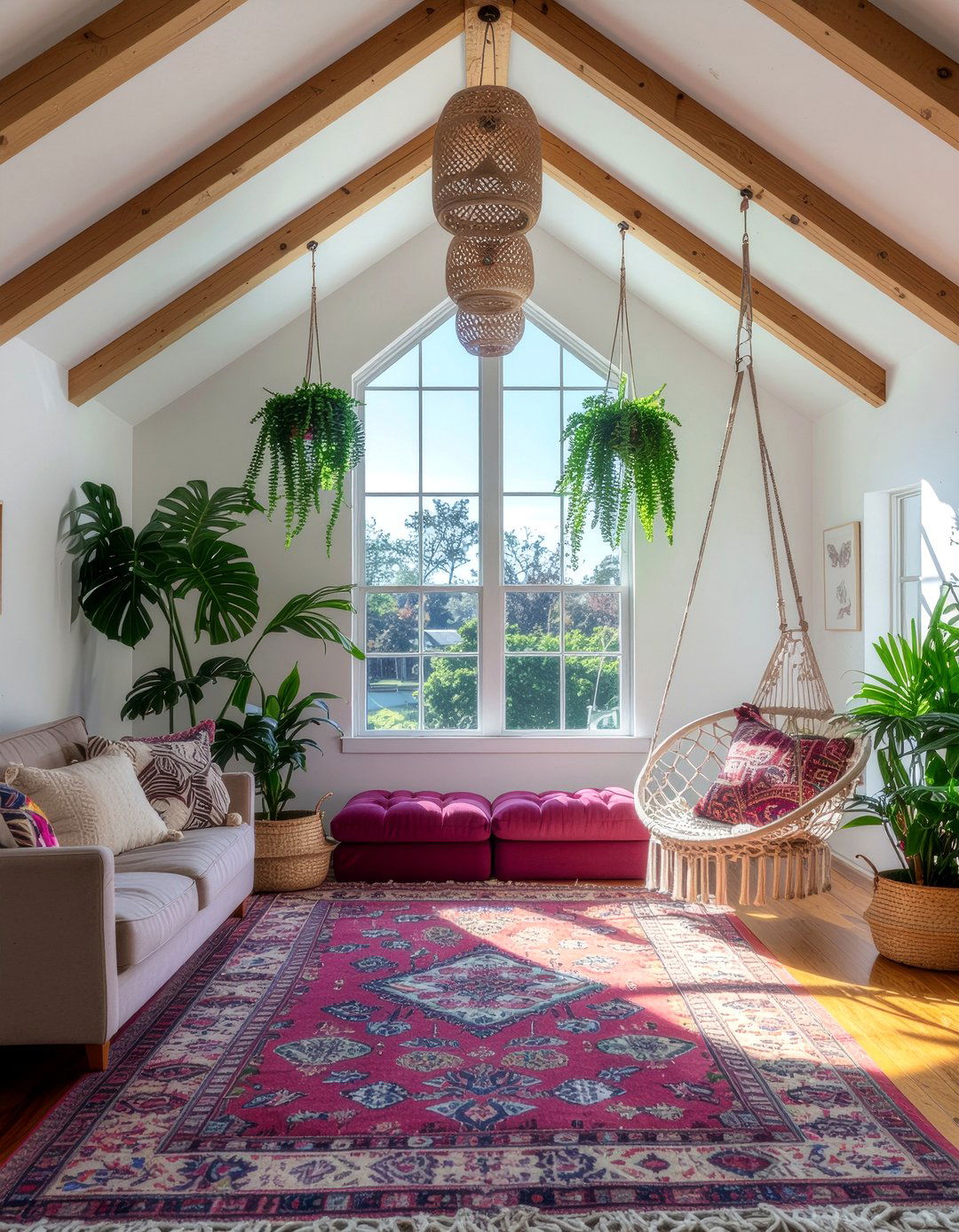 Bohemian Living Room - 30 living room vaulted ceiling ideas