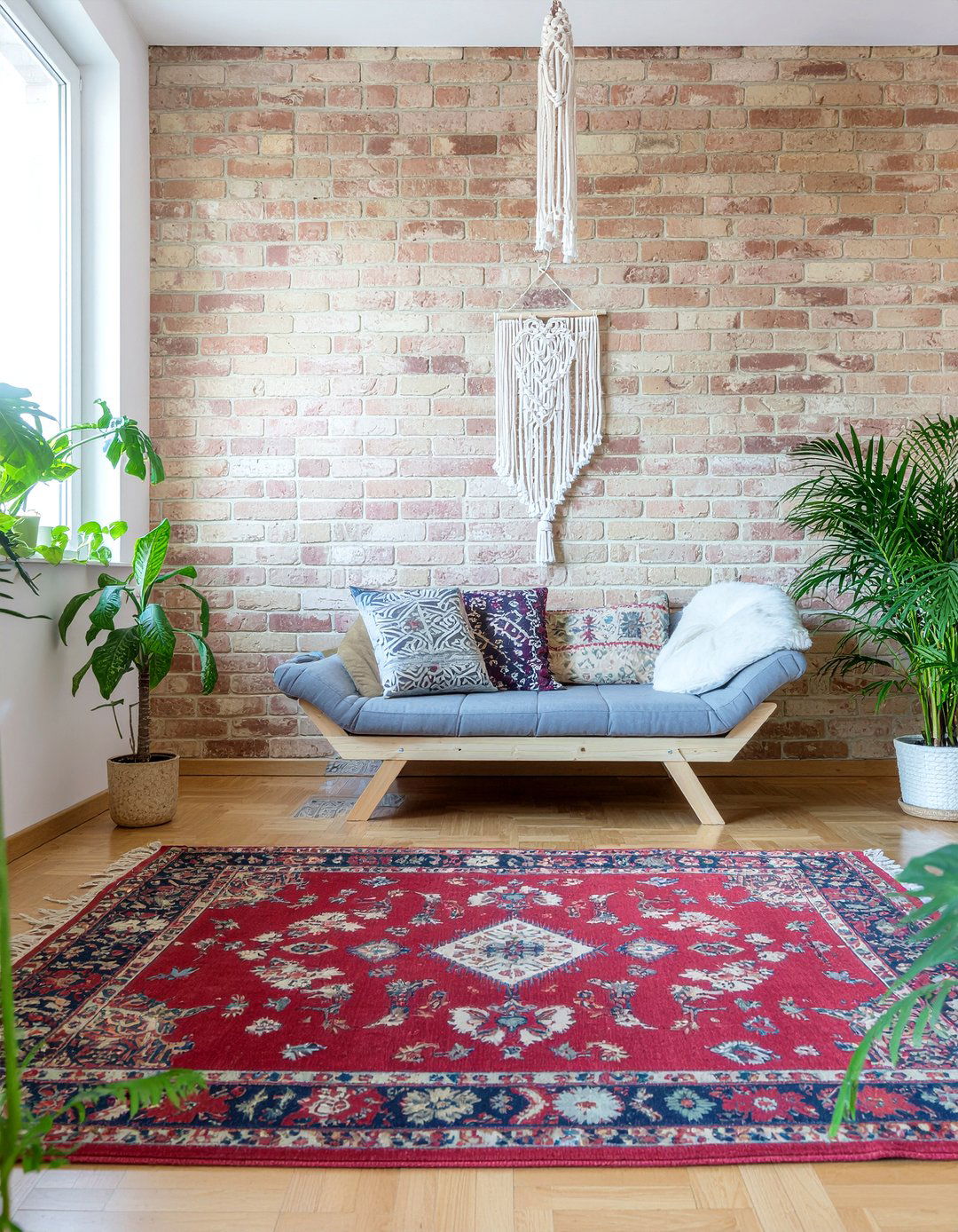 Bohemian Living Room Brick Wall - 30 living room brick wall ideas