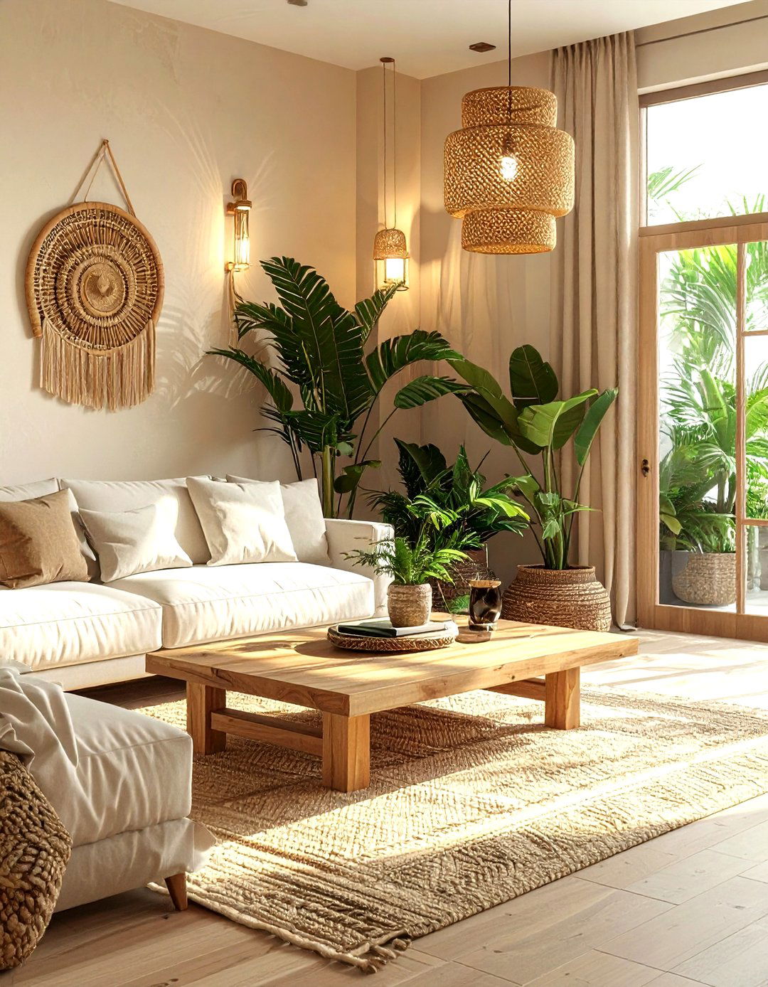 Bohemian Living Room Rattan Sconce - 30 living room sconce ideas
