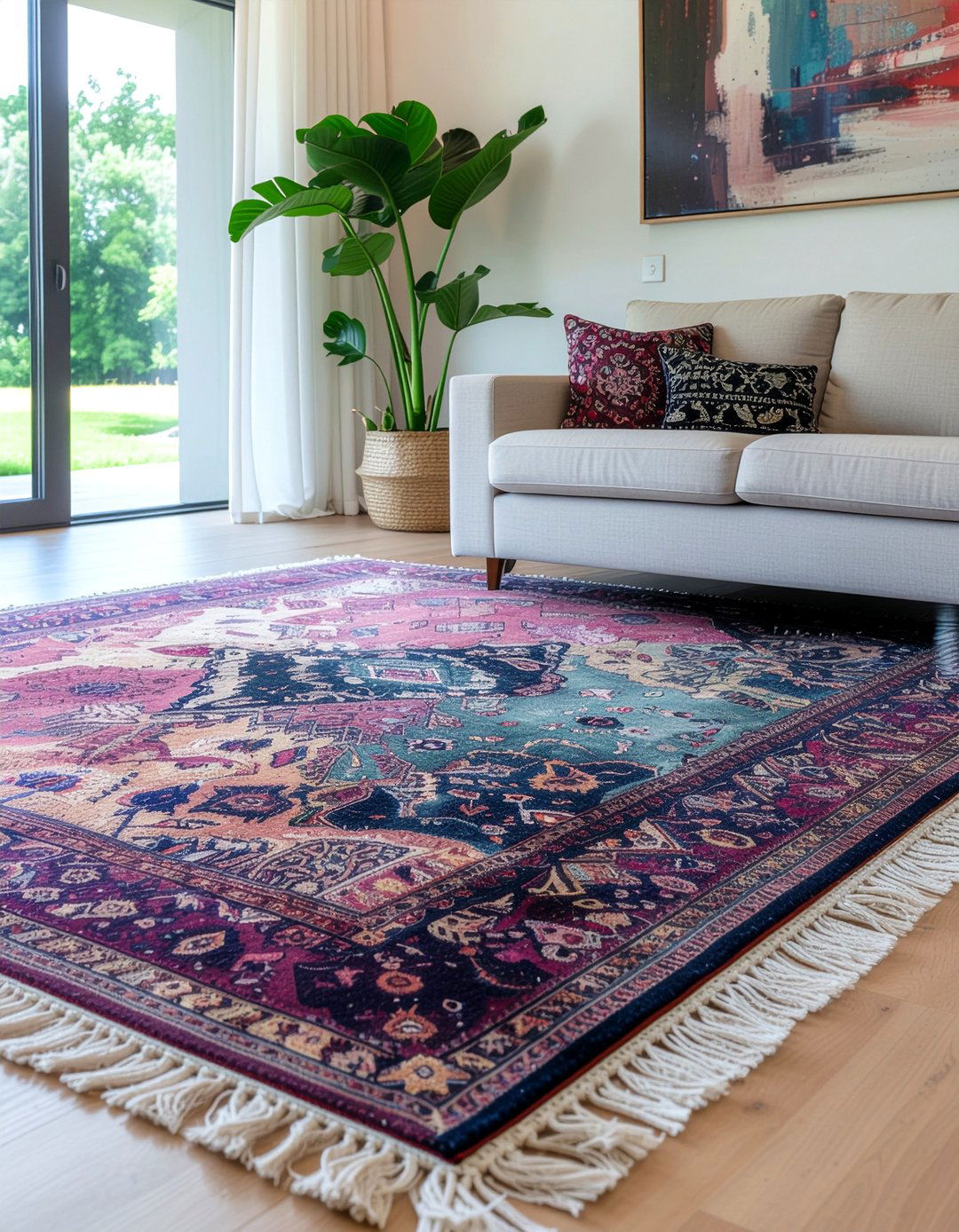 Bohemian Living Room Rug Layout - 30 living room rug size guide