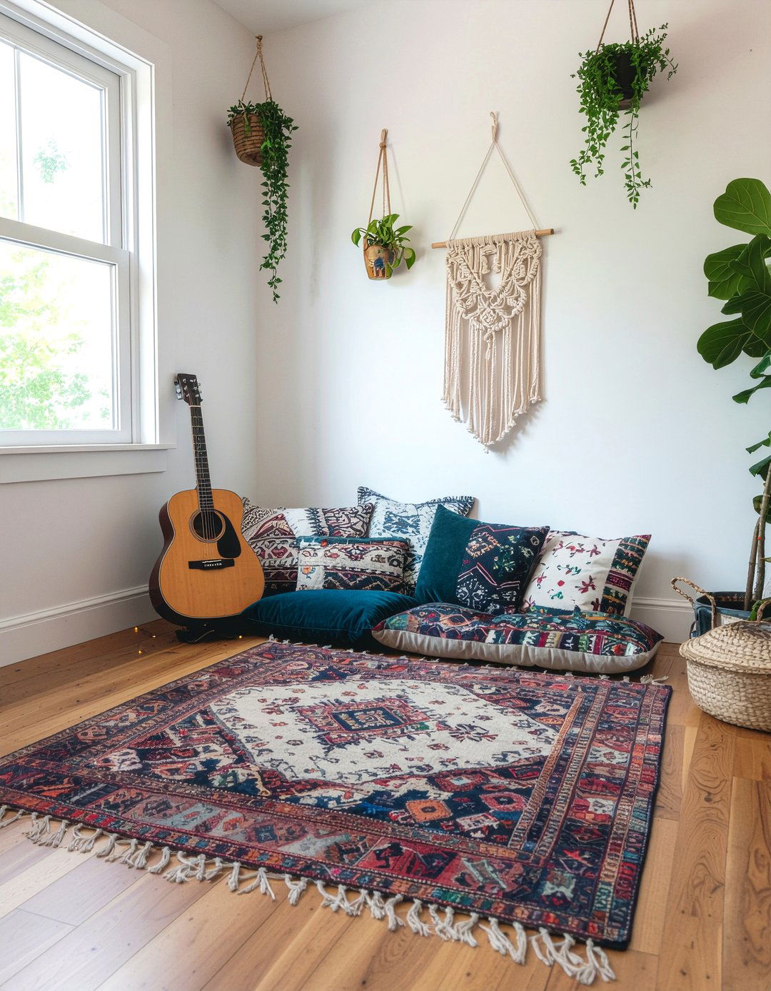 Bohemian Music Nook - 30 music themed living room ideas