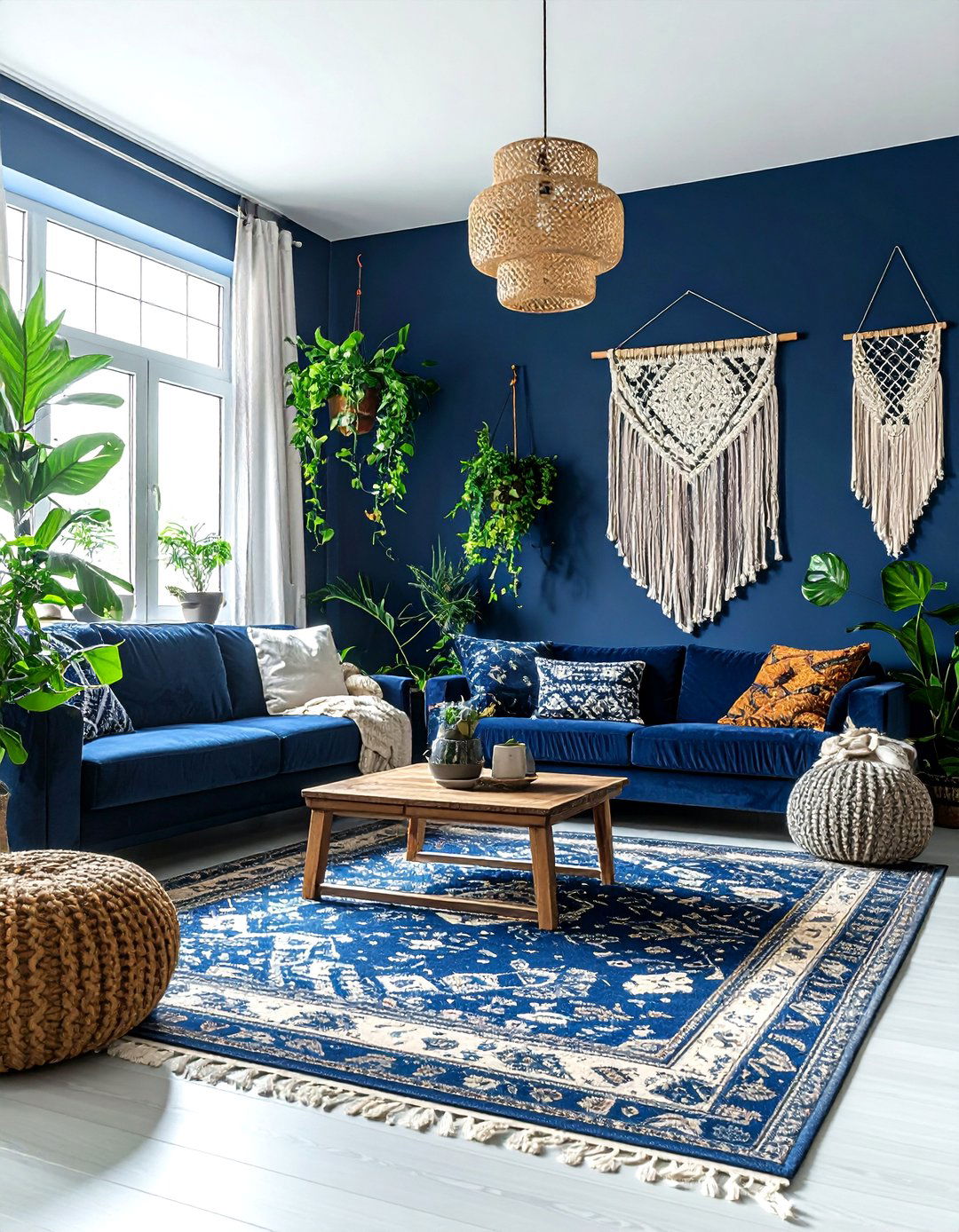 Bohemian Navy Living Room - 30 navy living room design ideas