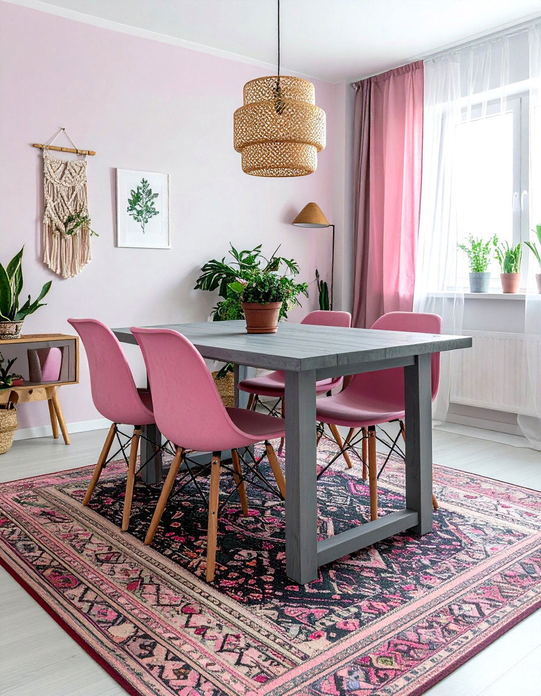 Bohemian Pink And Gray Dining Room - 30 pink and gray dining room ideas