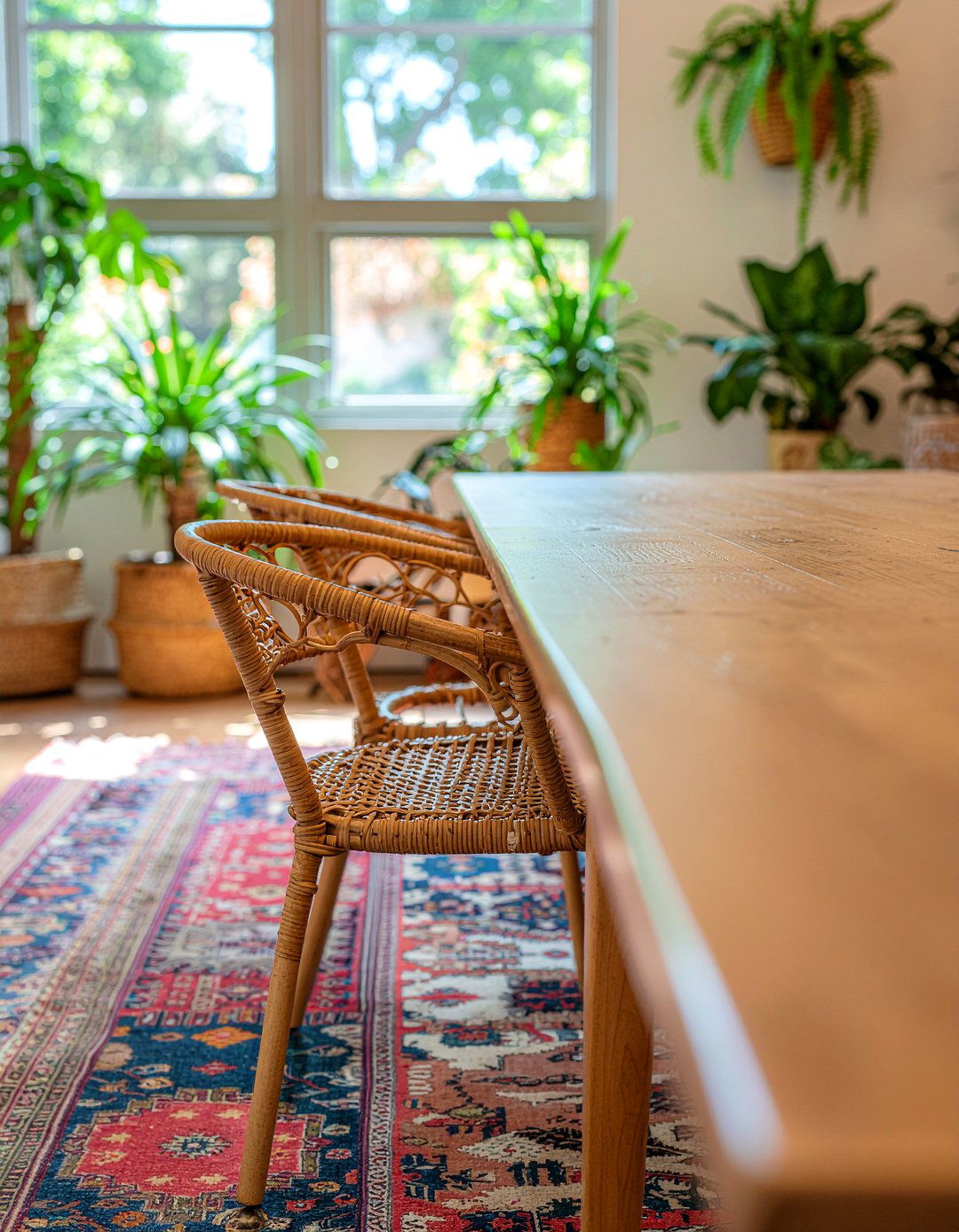 Bohemian Rattan Chair - 30 romantic dining room ideas