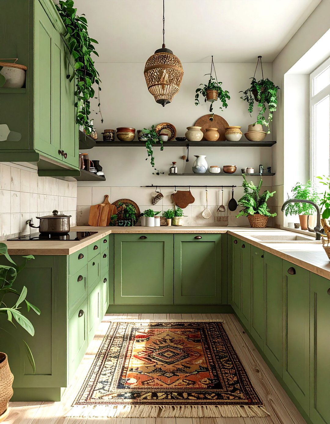 Bohemian Sage Green Kitchen - 30 sage green kitchen ideas