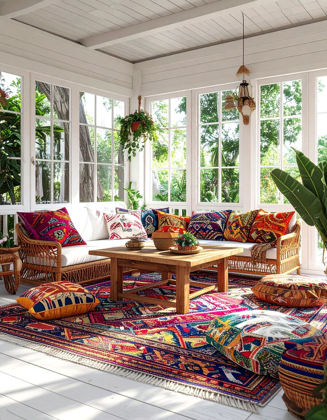 Bohemian Screened Porch - 30 screened porch dining ideas