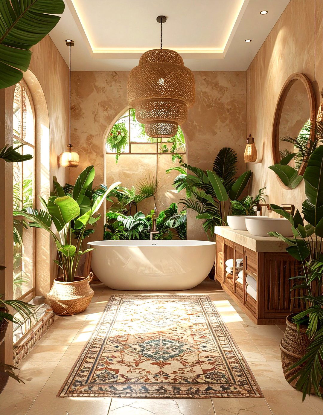 Bohemian Spa Bathroom - 30 warm tone bathroom ideas