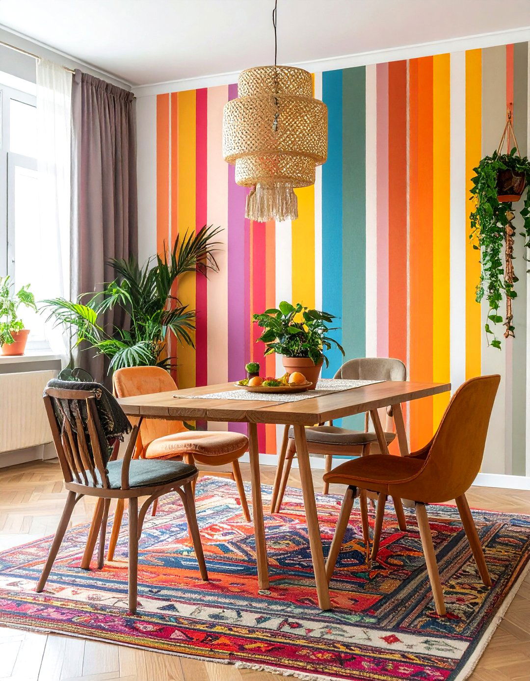 Bohemian Striped Wallpaper Dining Room - 30 striped wallpaper dining room ideas