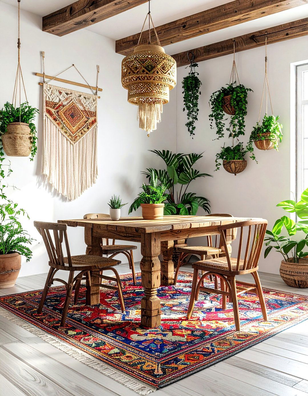 Bohemian Style Dining Corner - 30 apartment dining room ideas