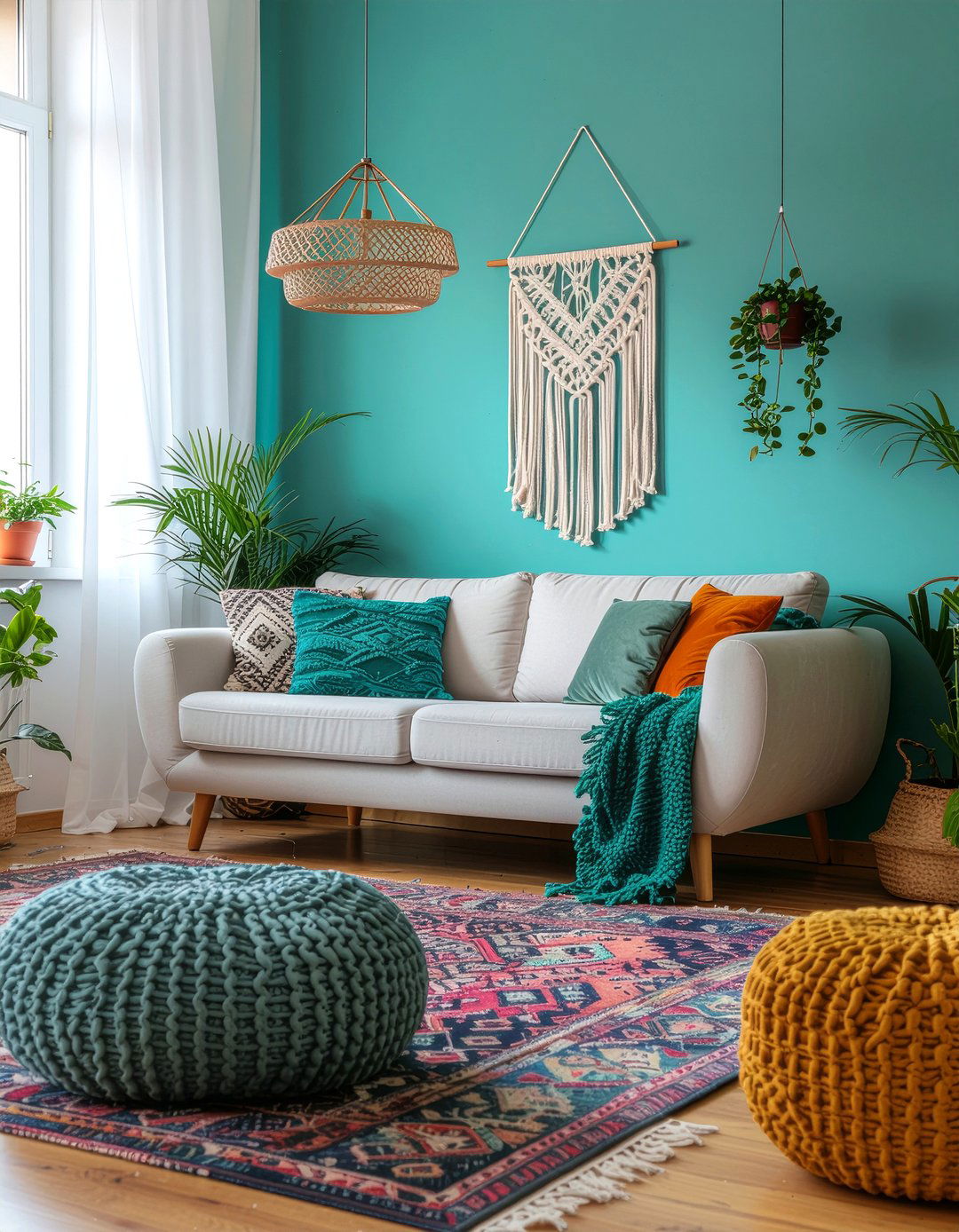 Bohemian Teal Living Room - 30 teal living room ideas