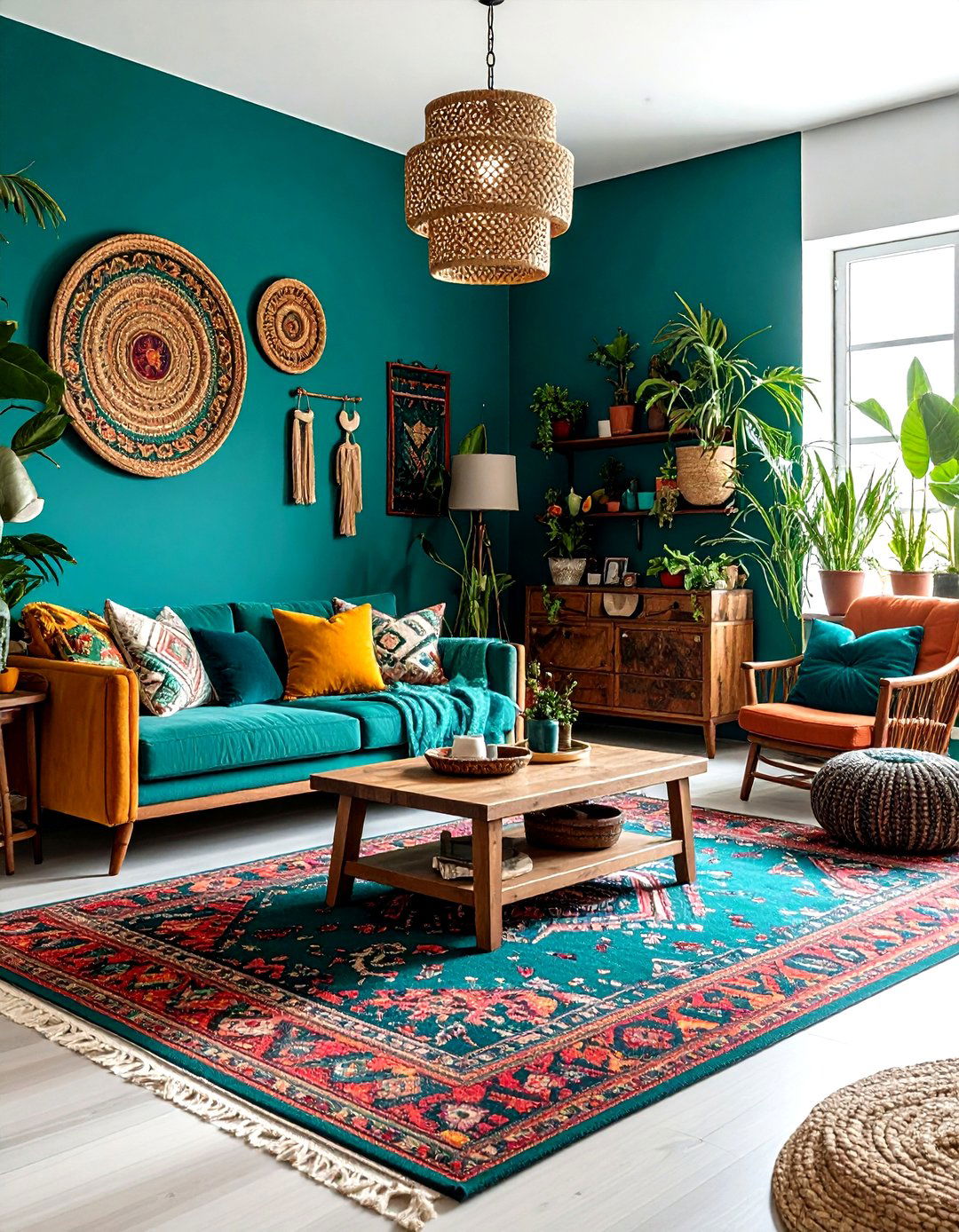 Bohemian Teal - 30 modern teal living room ideas