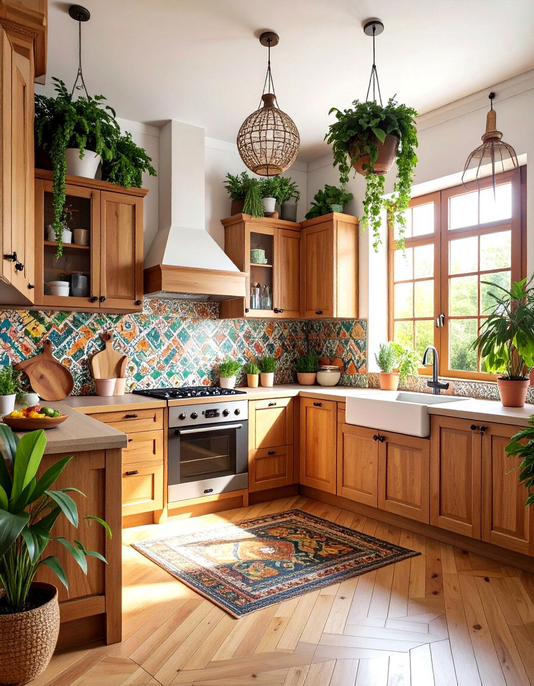 Bohemian Warm Wood Kitchen - 30 wood kitchen ideas