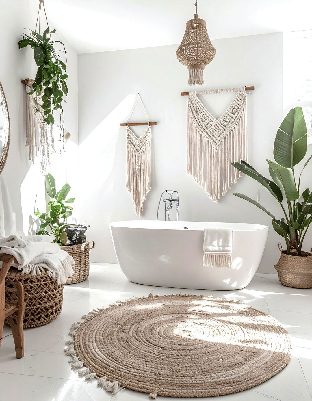 Bohemian White Bathroom - 30 white bathroom design ideas