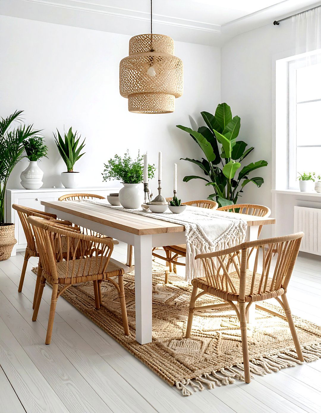 Bohemian White Dining Room - 30 white dining room design ideas