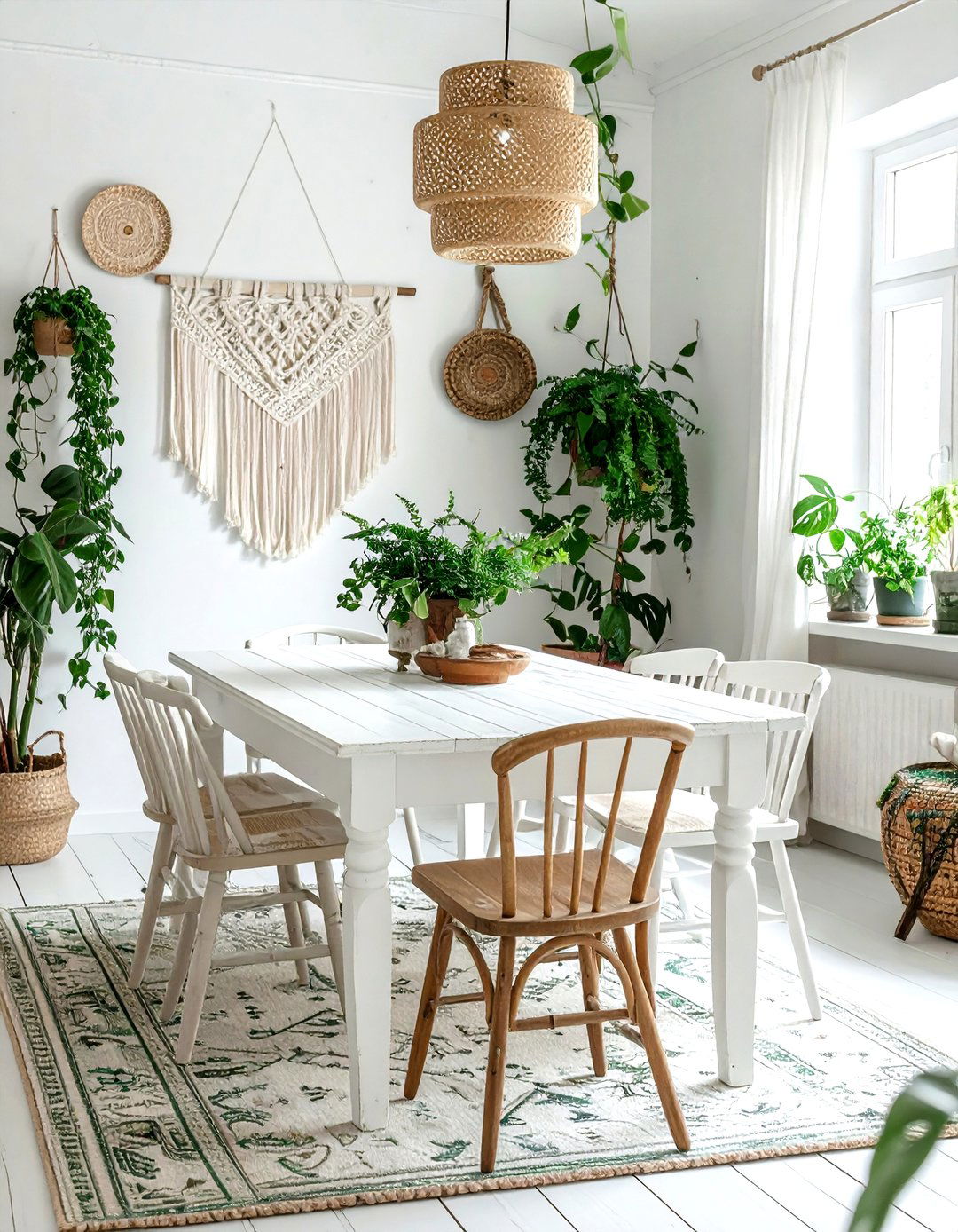 Bohemian White Dining Room - 30 white dining room ideas