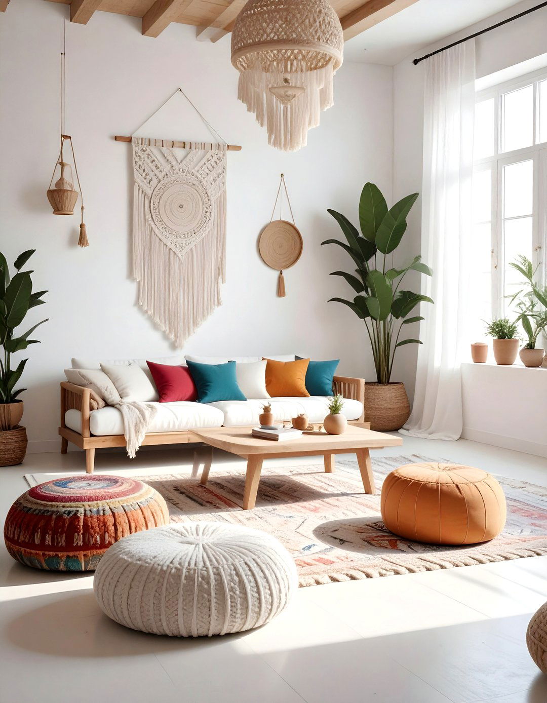 Bohemian White Living Room - 30 bright white living room ideas