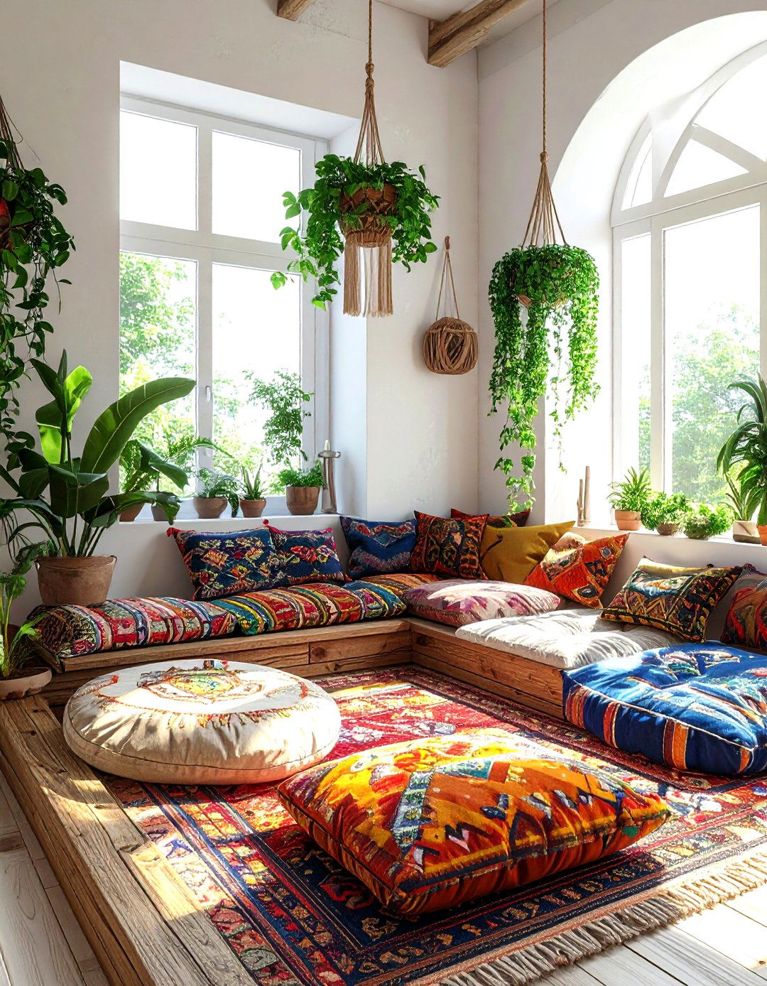 Bohemian Window Lounge - 30 living room window seat ideas