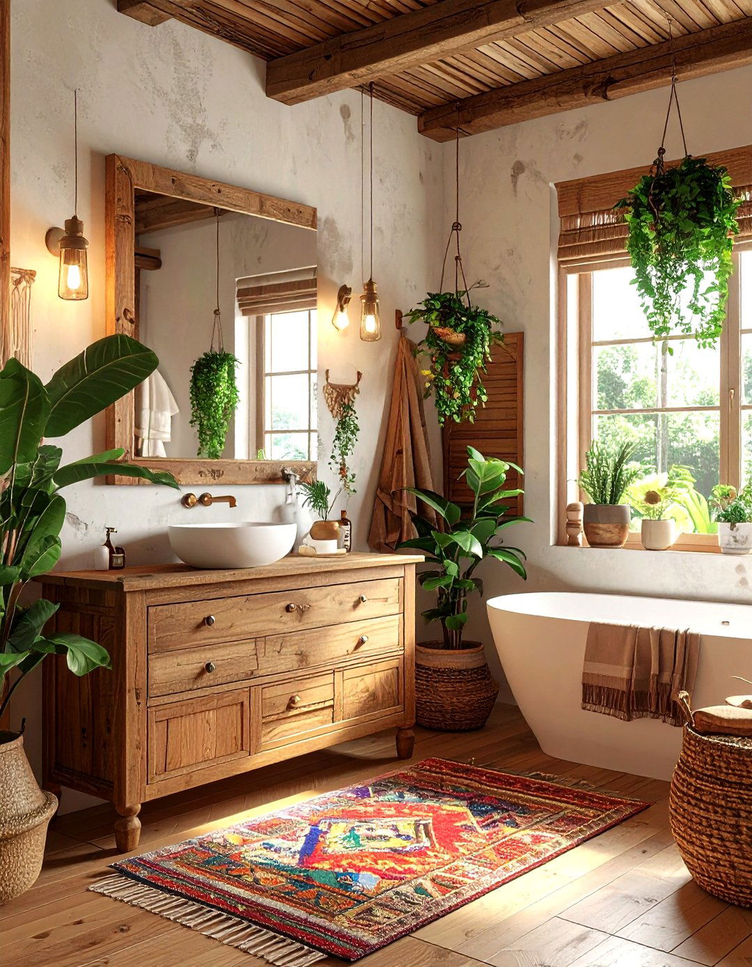 Bohemian Wood Bathroom - 30 bathroom warm settings