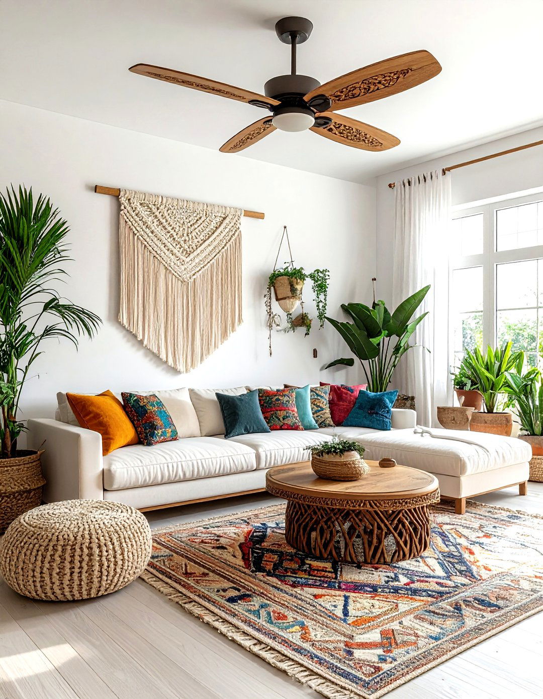 Bohemian Wood Ceiling Fan - 30 living room ceiling fans