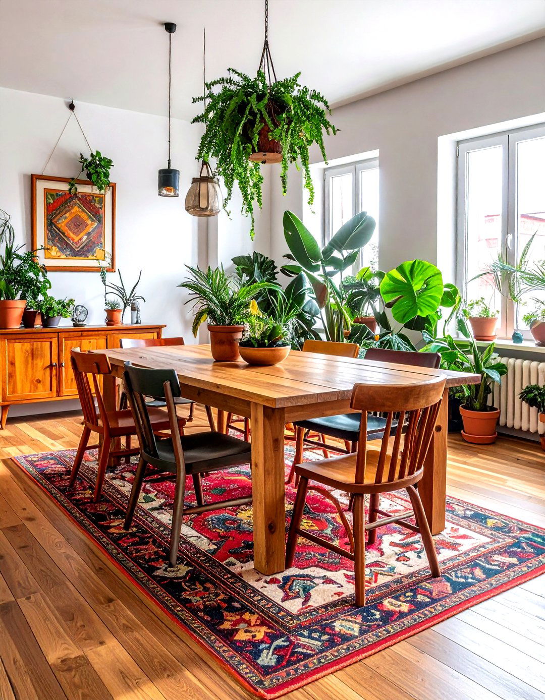 Bohemian Wood Dining Room - 30 wood dining room ideas