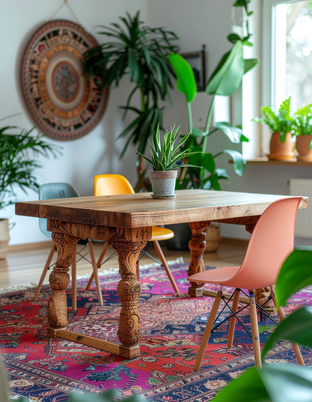 Bohemian Wood Table - 30 dining room table ideas