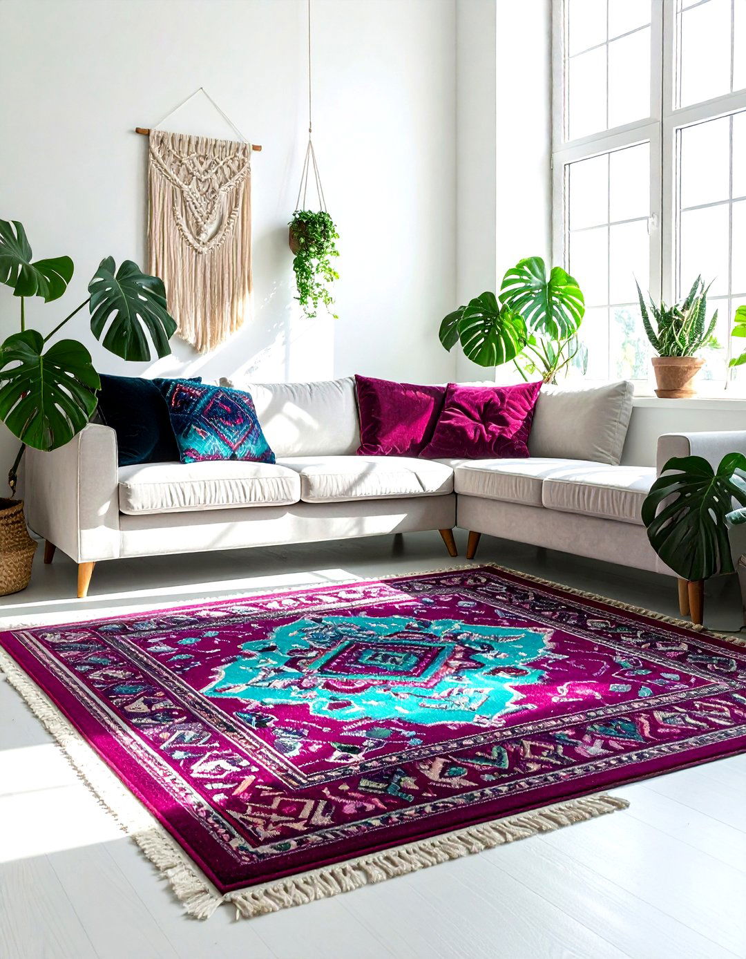 Bohemian area rug - 30 colorful rug ideas