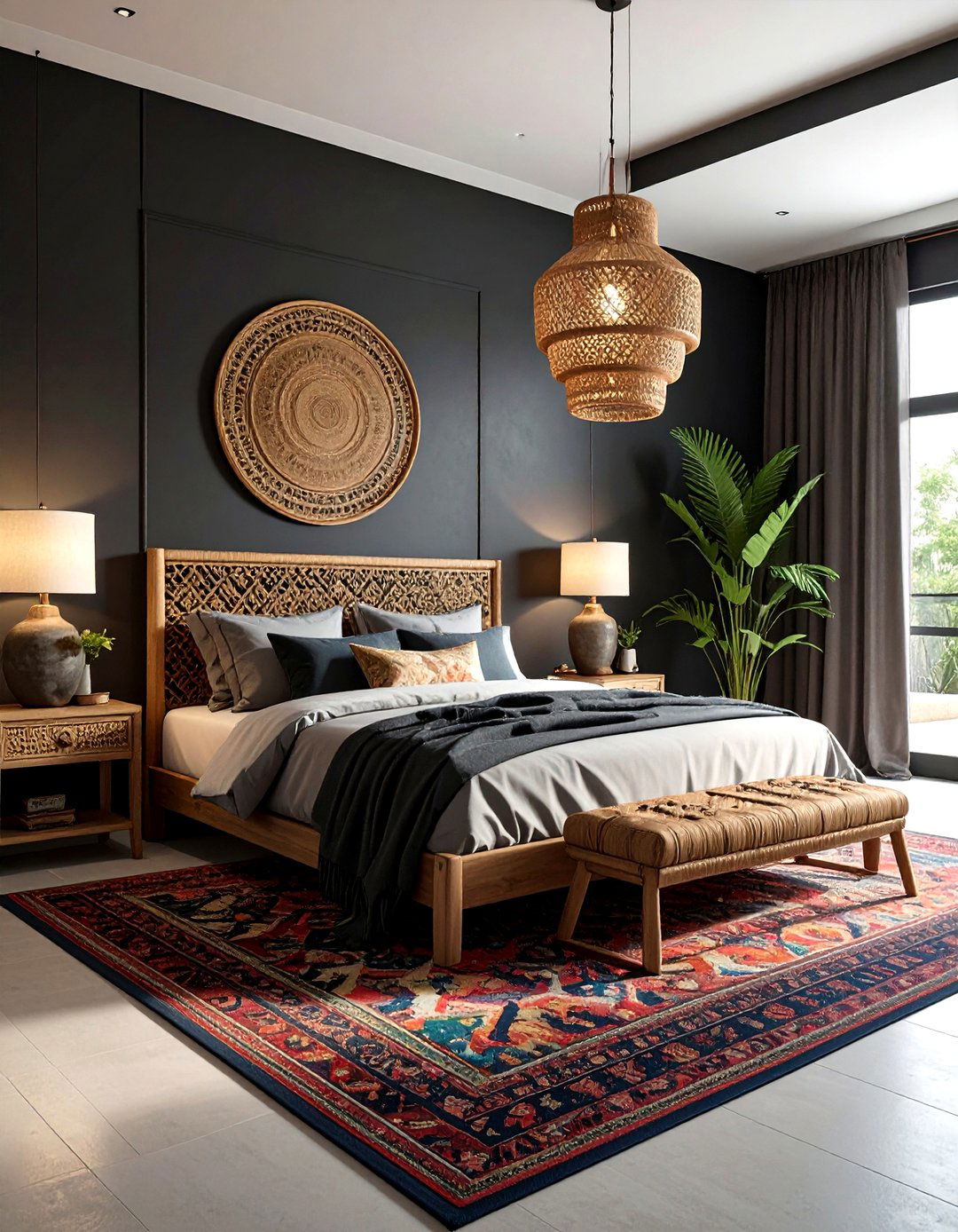 Bohemian charcoal bedroom - 30 dark charcoal bedroom ideas