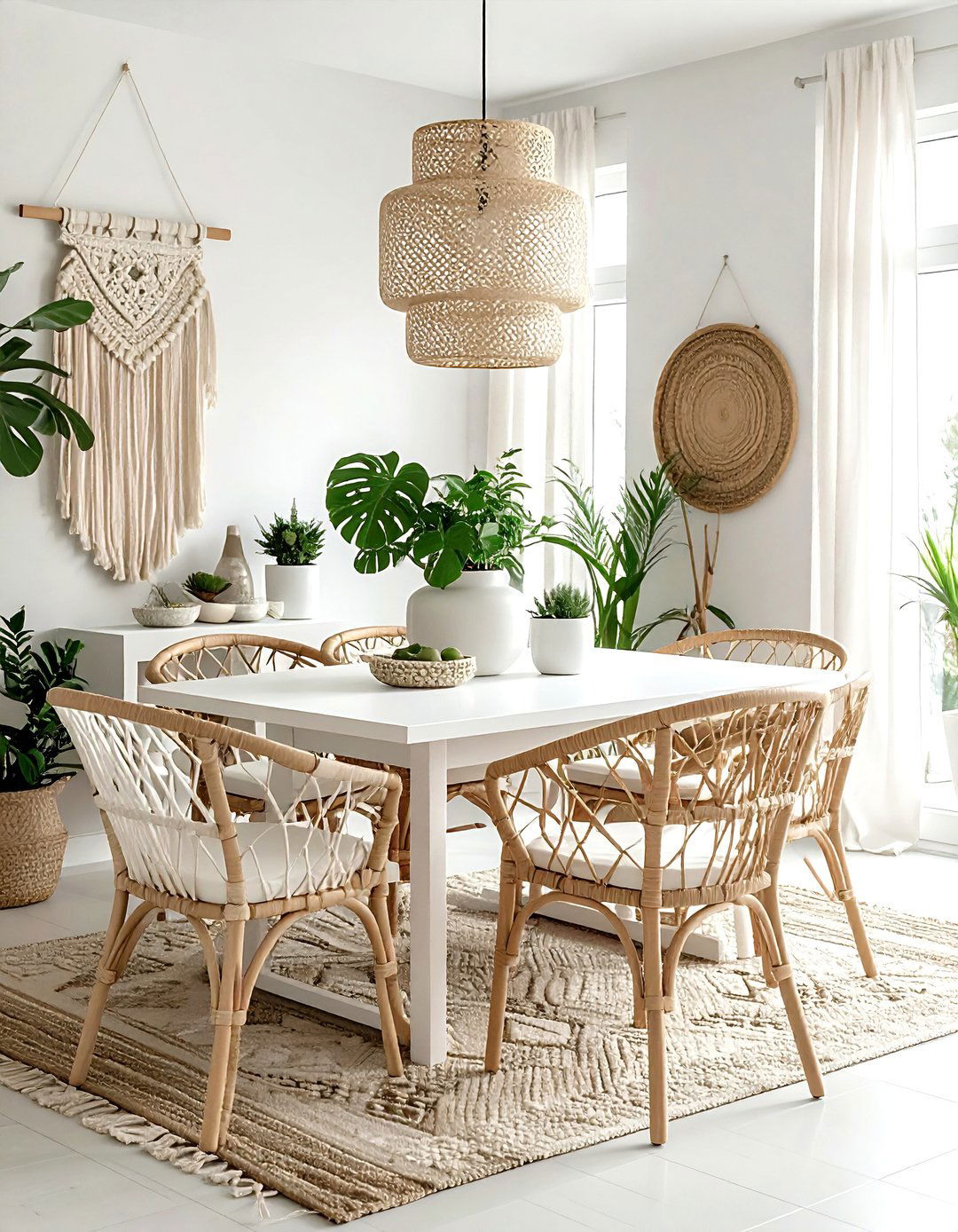 Bohemian cream and white dining room - 30 cream and white dining room ideas