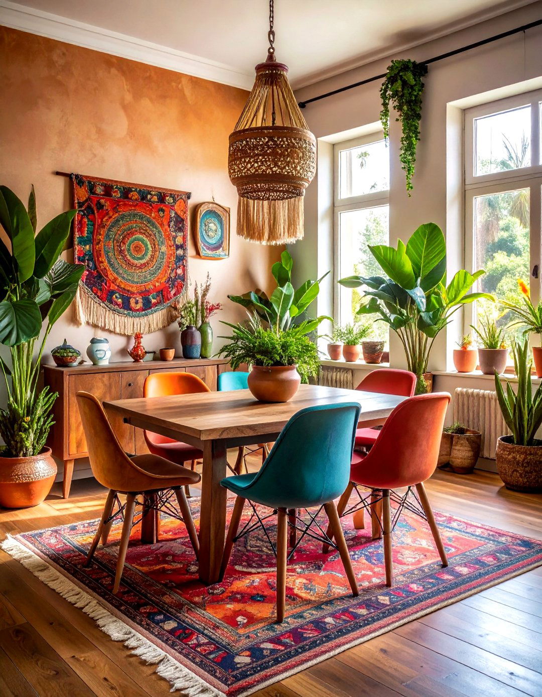 Bohemian dining room decor - 30 dining room family gathering ideas