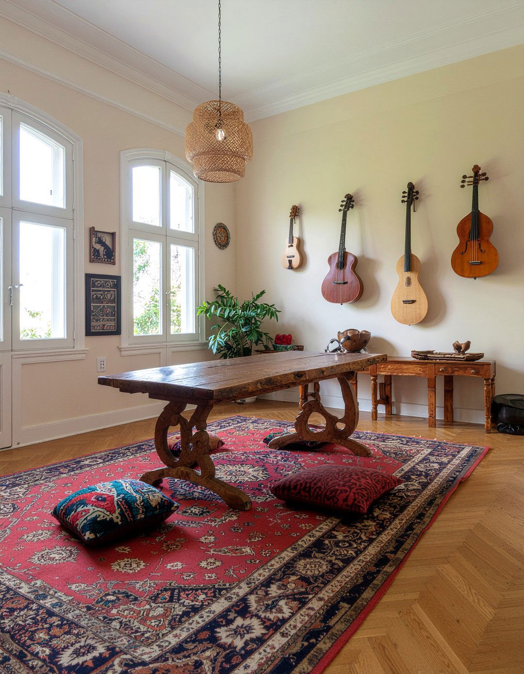 Bohemian dining room music room - 30 dining room music room combo ideas