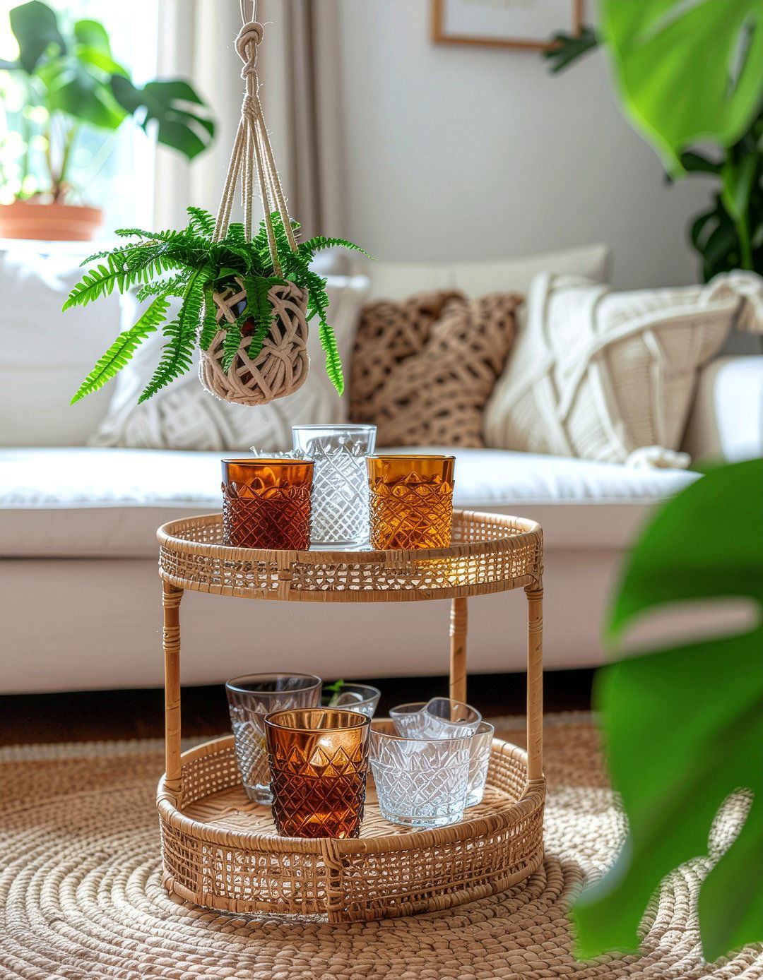 Bohemian drink cart - 30 living room drink station ideas