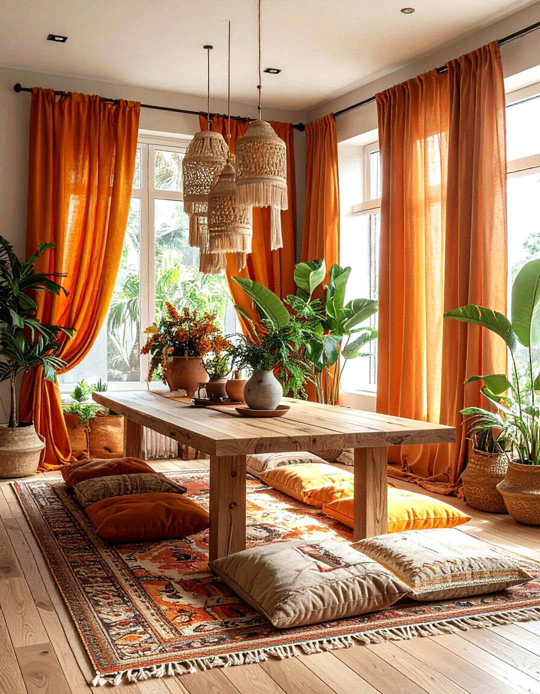 Bohemian floor length dining curtains - 30 floor length curtain dining room ideas