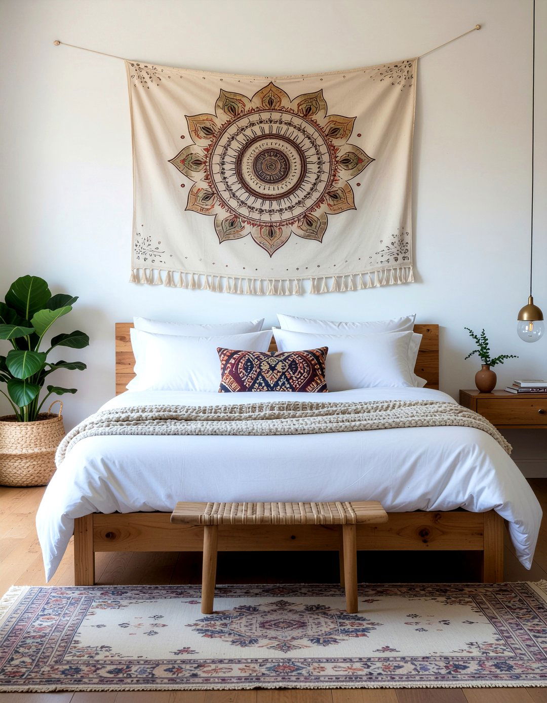 Bohemian floral tapestry - 30 floral themed bedroom ideas
