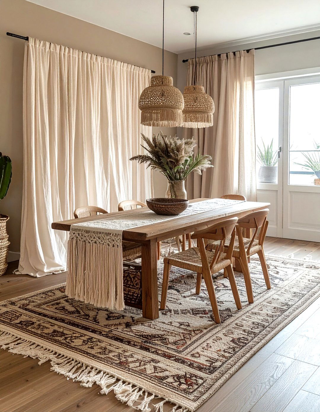 Bohemian fringe curtains - 30 dining room drape ideas