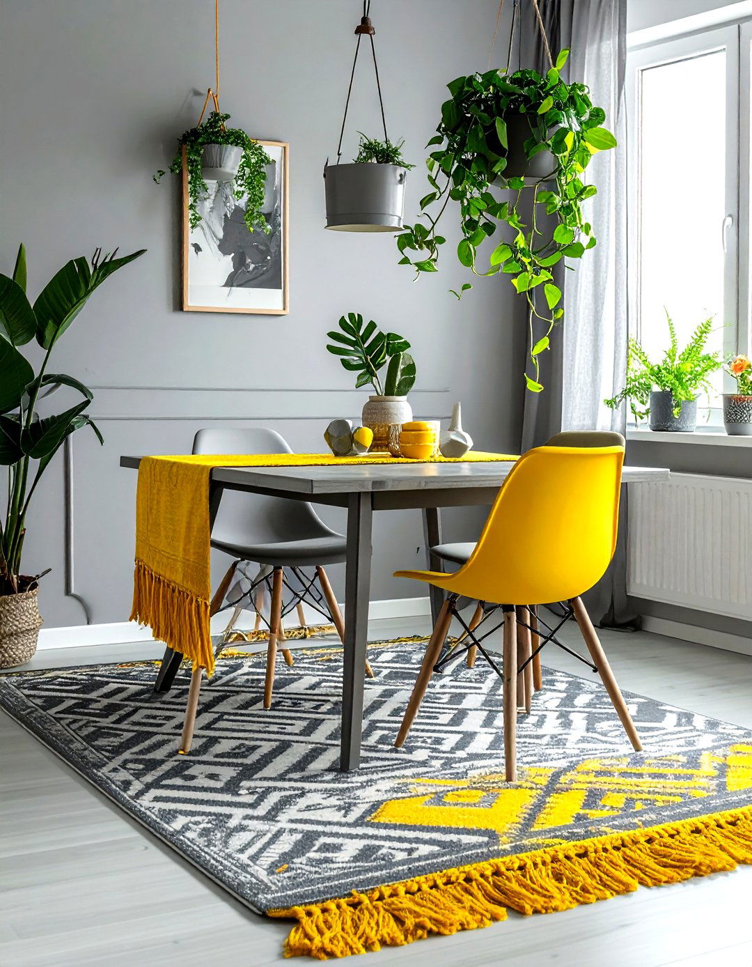 Bohemian gray yellow dining room - 30 gray and yellow dining room ideas