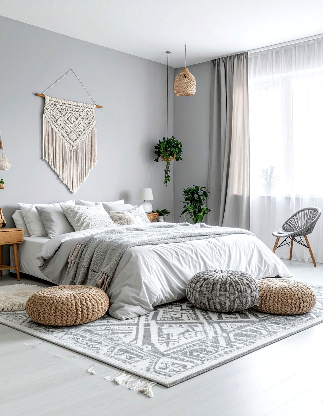 Bohemian grey bedroom - 30 grey bedroom design ideas