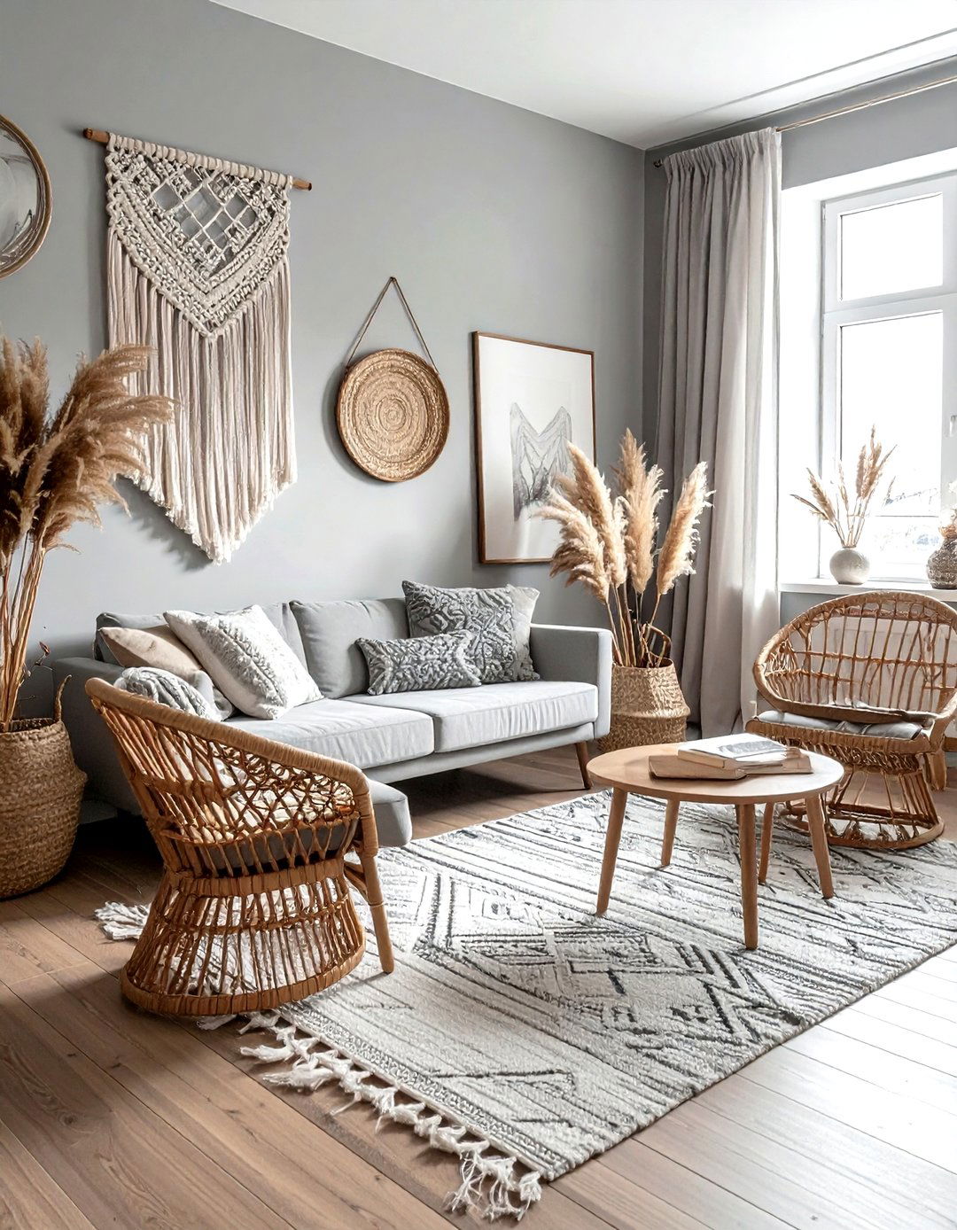 Bohemian grey living room - 30 grey living room decor ideas