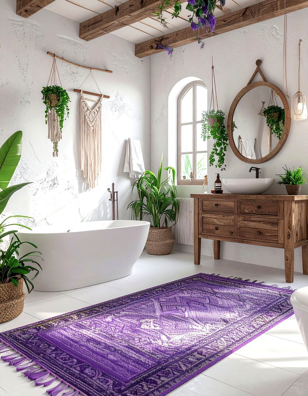Bohemian lavender bathroom - 30 lavender and white bathroom ideas
