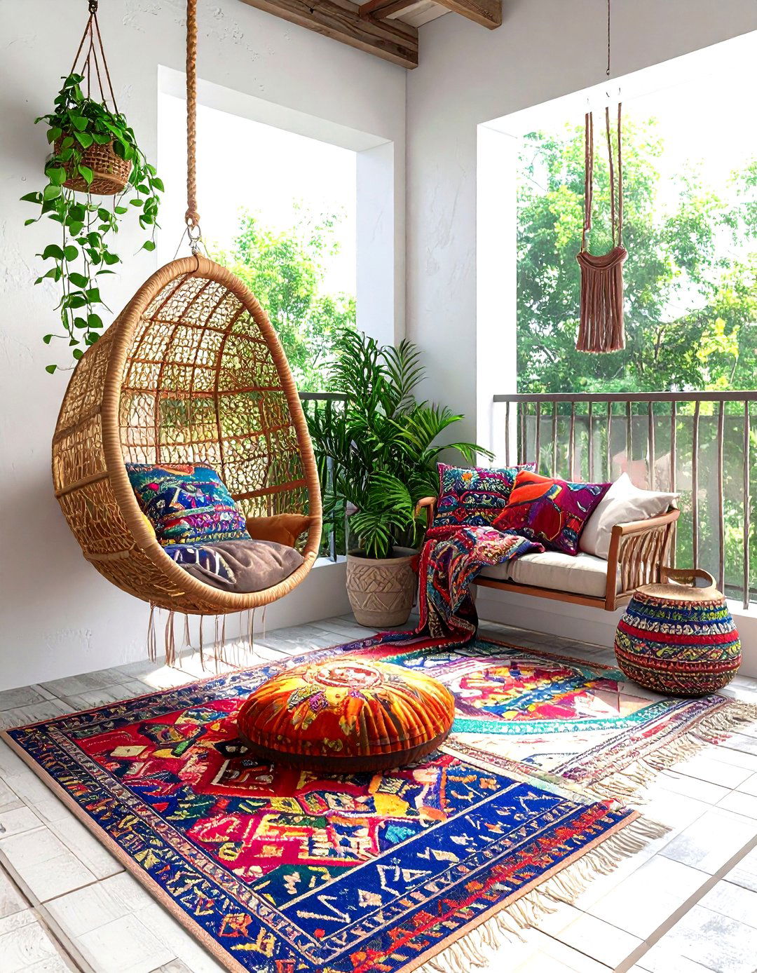 Bohemian living room balcony style - 30 living room with balcony ideas