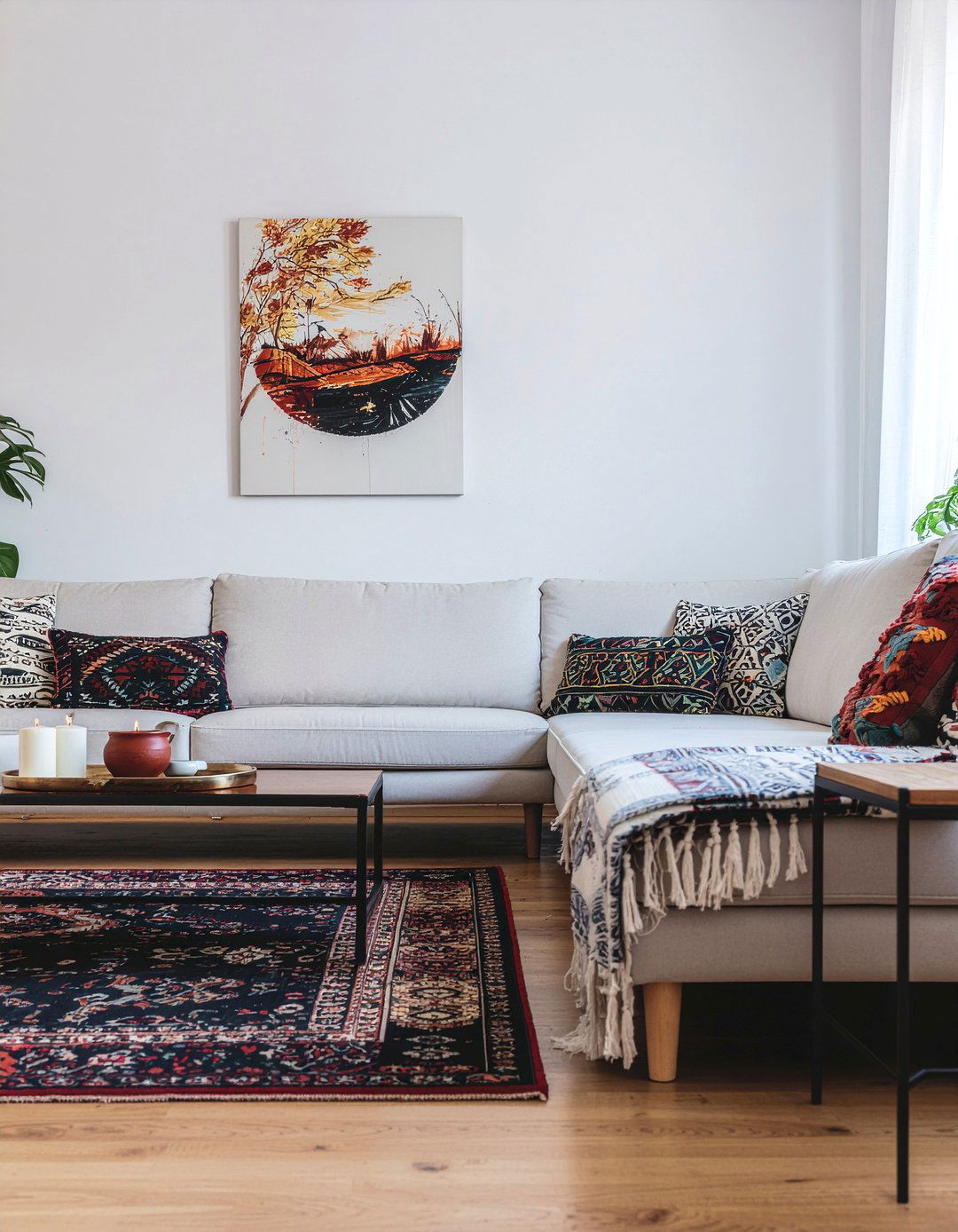 Bohemian living room u shaped sofa - 30 U-shaped sofa living room ideas