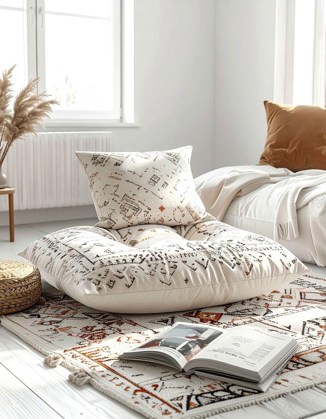 Bohemian magazine floor pillow - 30 magazine decor ideas