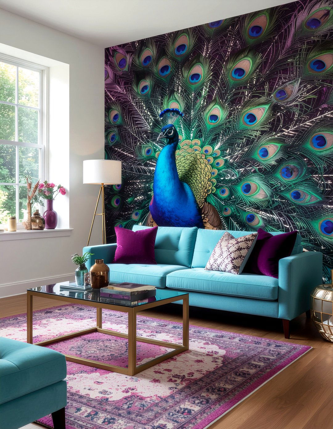Bohemian peacock wallpaper - 30 living room bold wallpapers