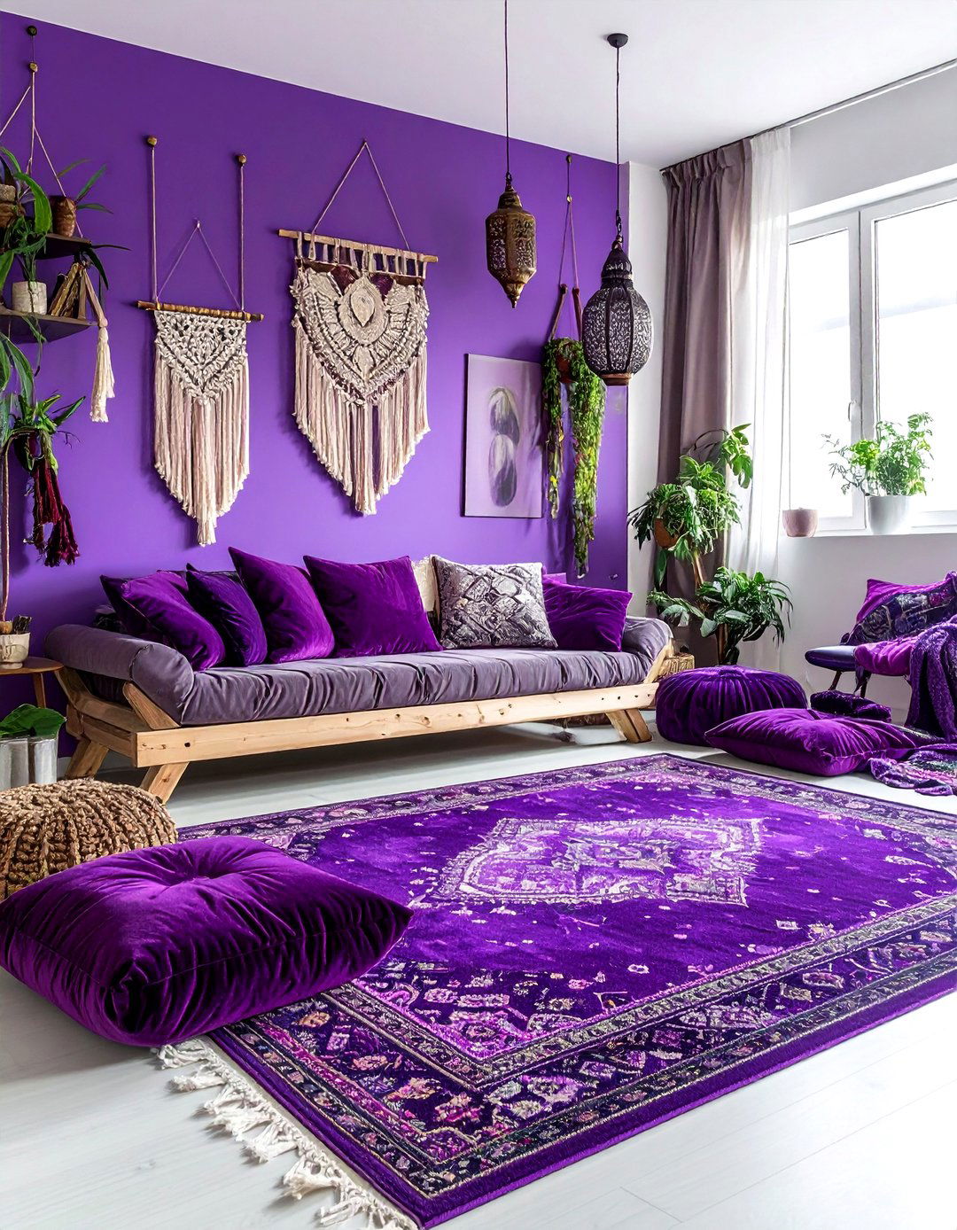 Bohemian purple living room - 30 purple living room ideas
