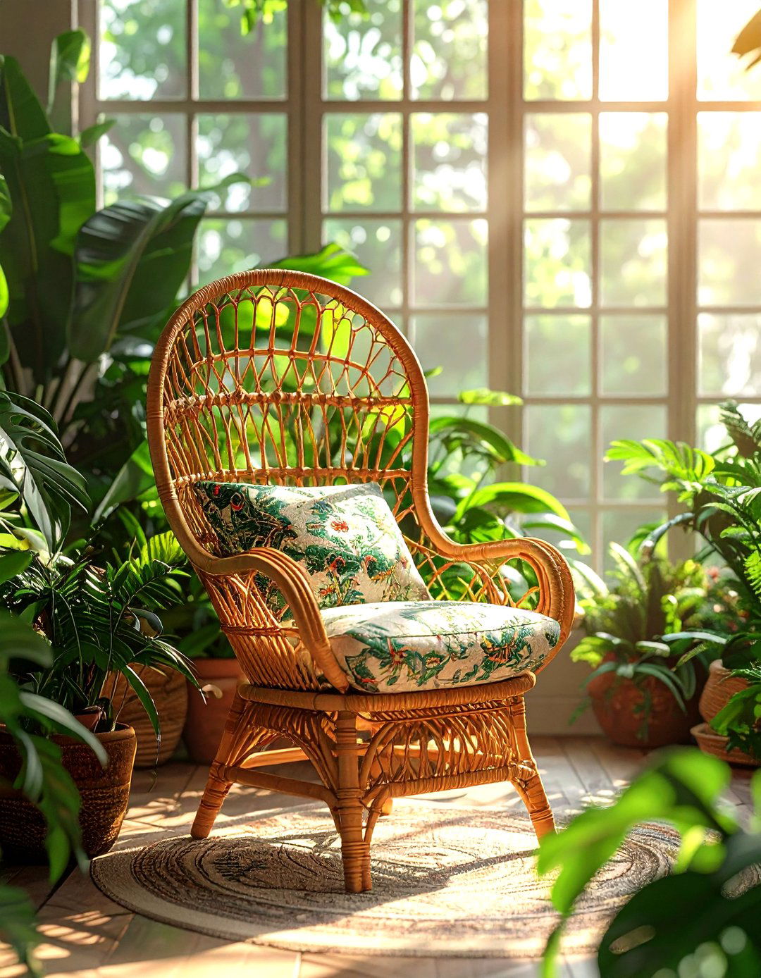 Bohemian rattan chair - 30 retro home decor ideas