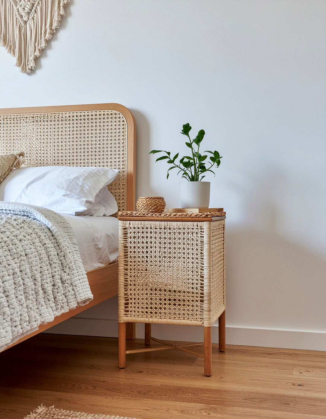 Bohemian rattan nightstand narrow - 30 bedroom narrow nightstands