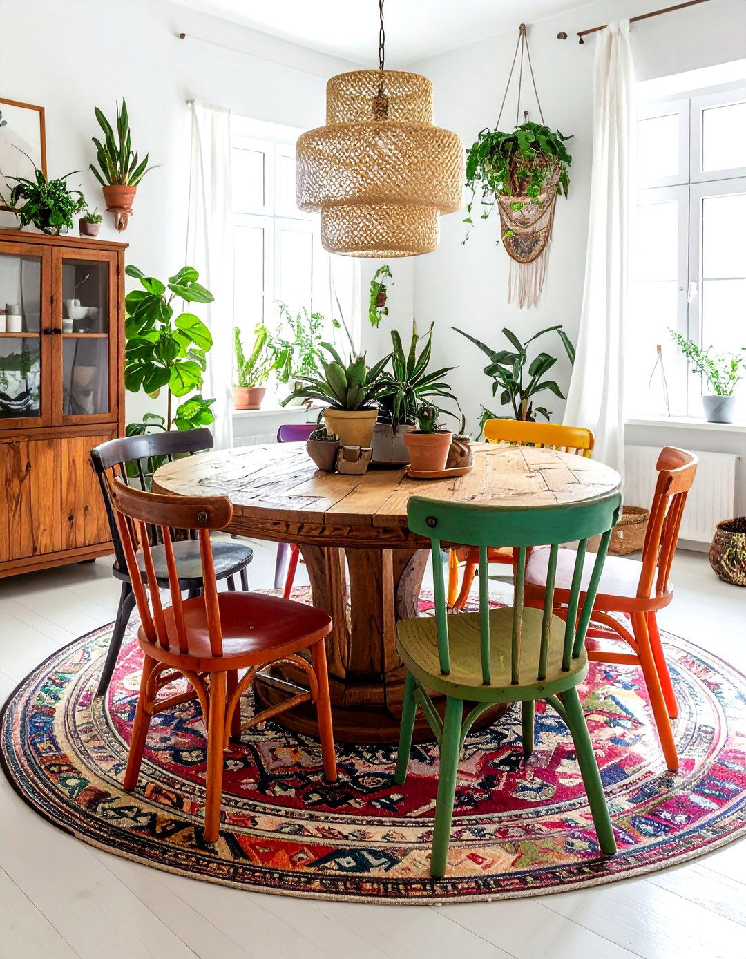 Bohemian round dining room - 30 round dining room ideas